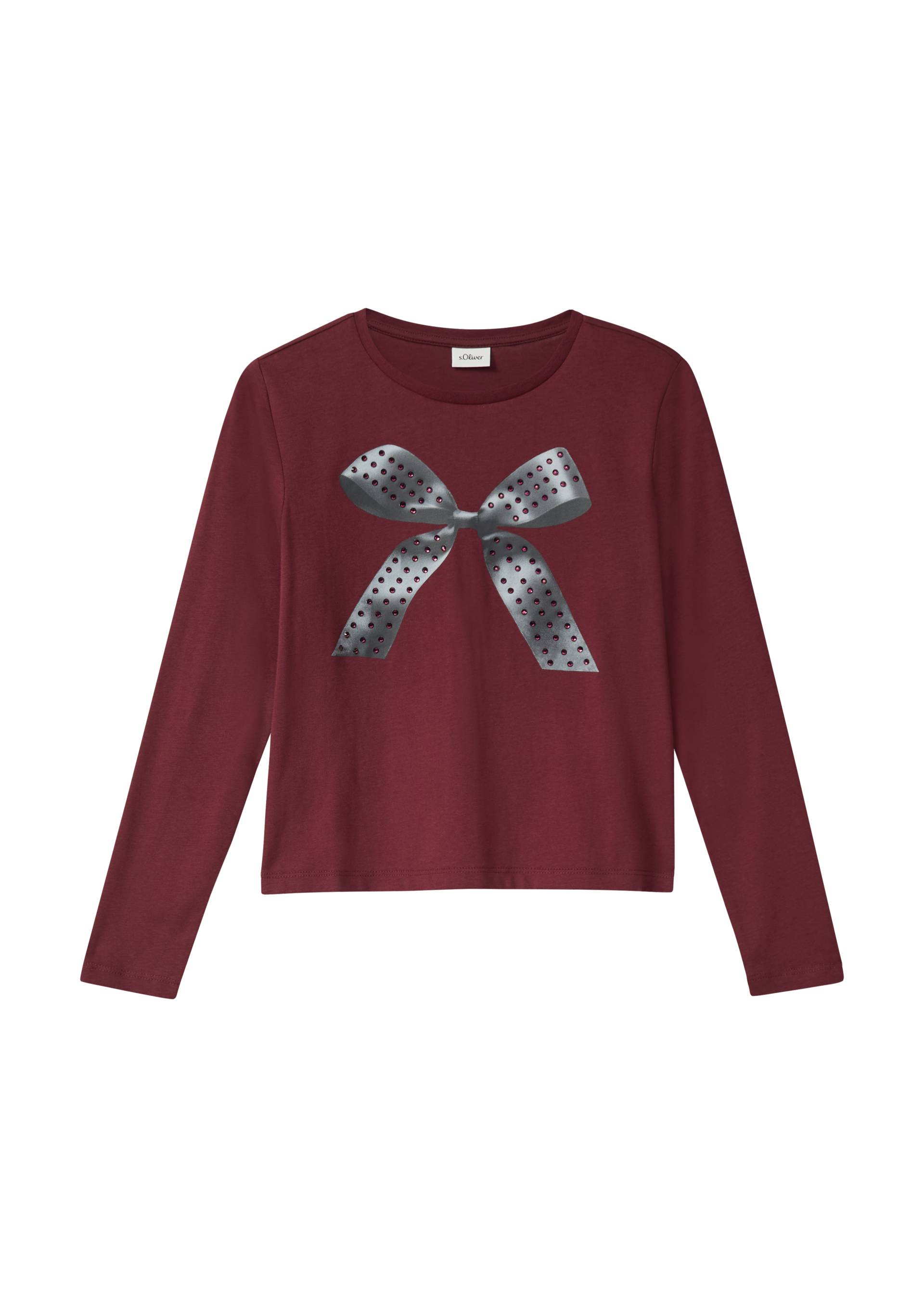 s.Oliver - Langarm-Jerseyshirt mit Schmucksteinen im Loose Fit, Mädchen, rot von s.Oliver
