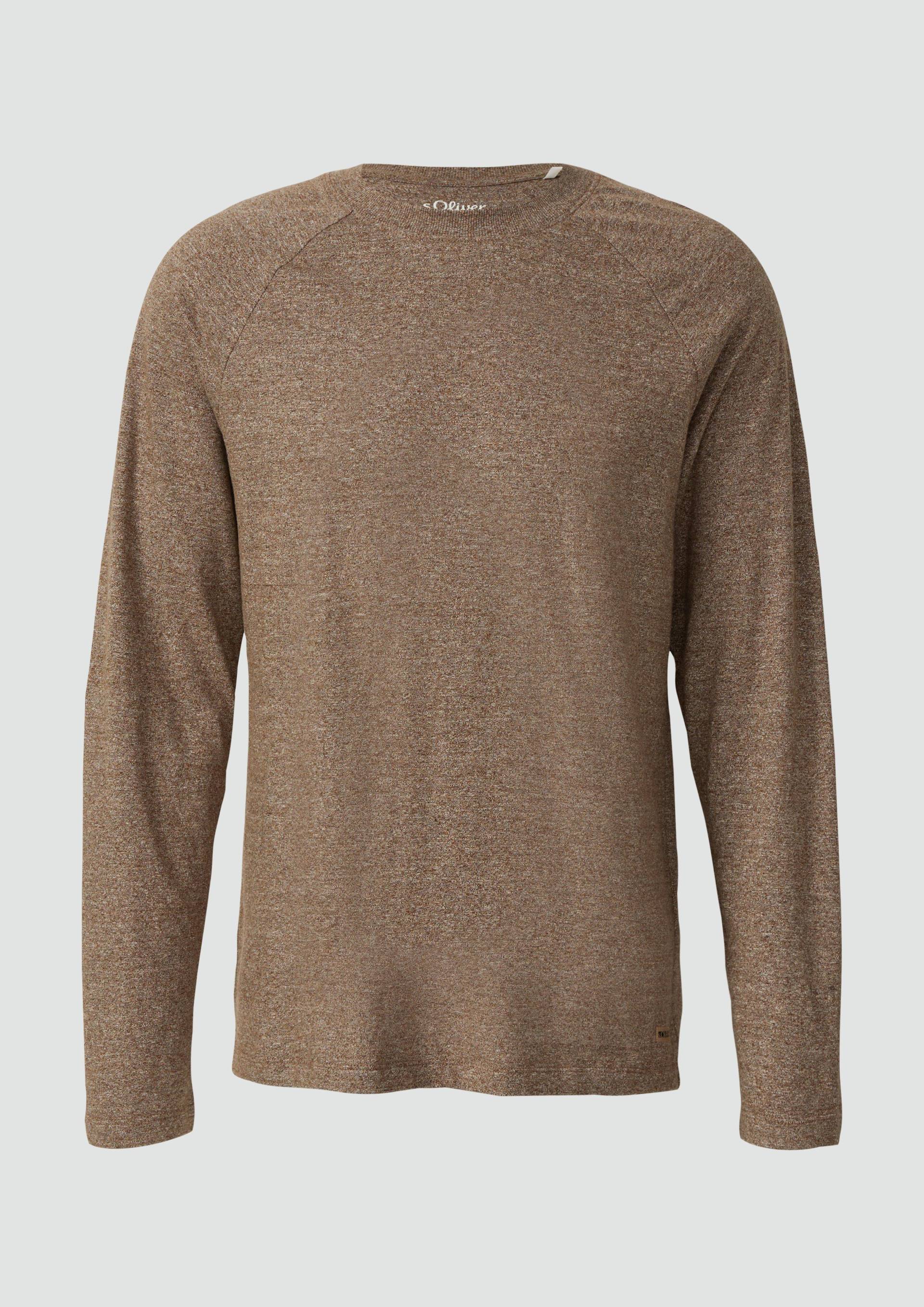 s.Oliver - Meliertes Longsleeve aus reiner Baumwolle mit Raglanarm, Herren, braun von s.Oliver
