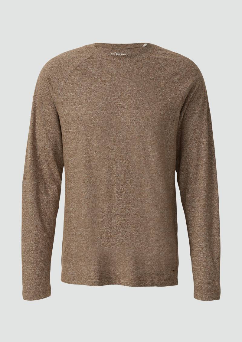 s.Oliver - Meliertes Longsleeve aus reiner Baumwolle mit Raglanarm, Herren, braun von s.Oliver