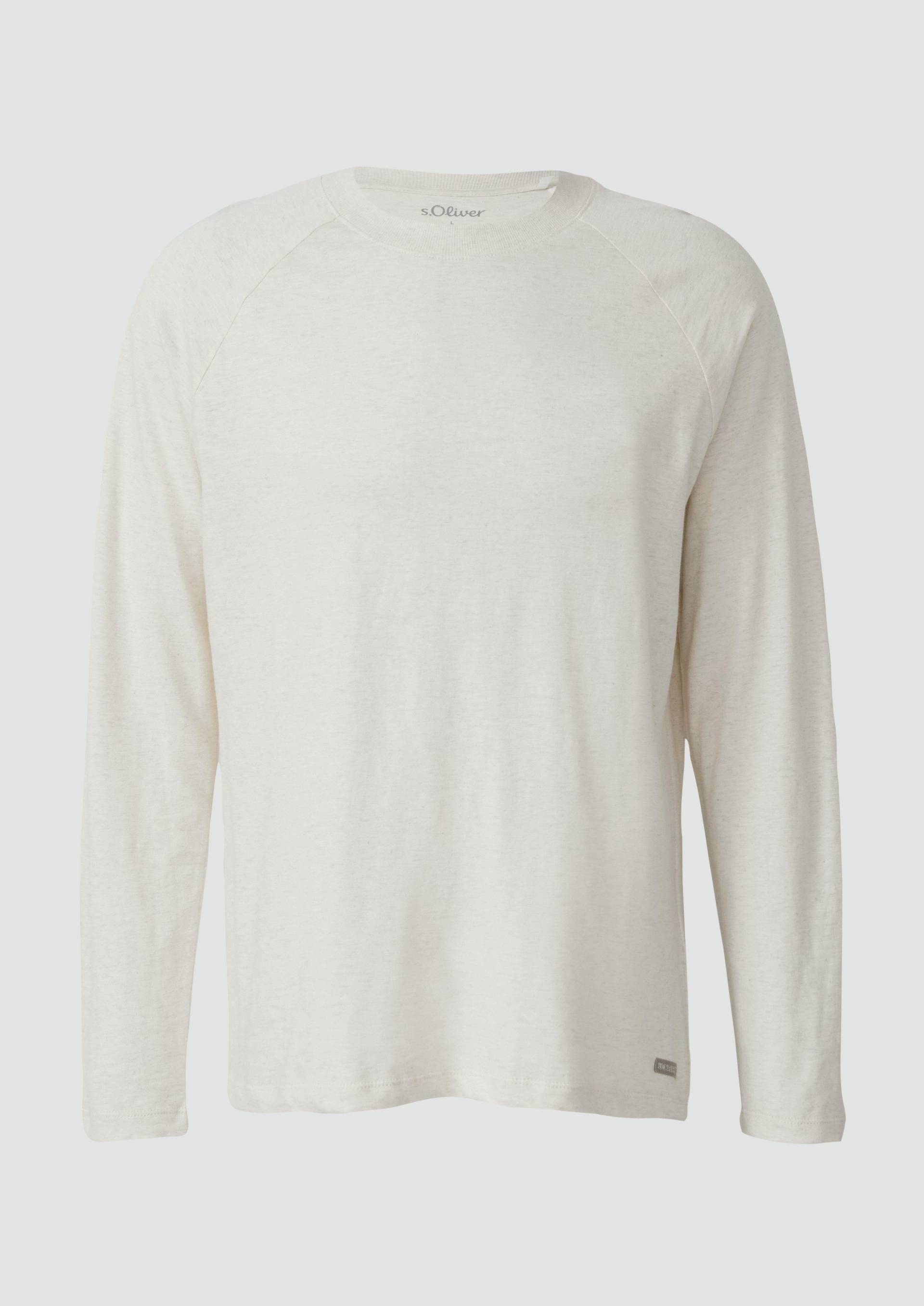 s.Oliver - Meliertes Longsleeve aus reiner Baumwolle mit Raglanarm, Herren, creme von s.Oliver