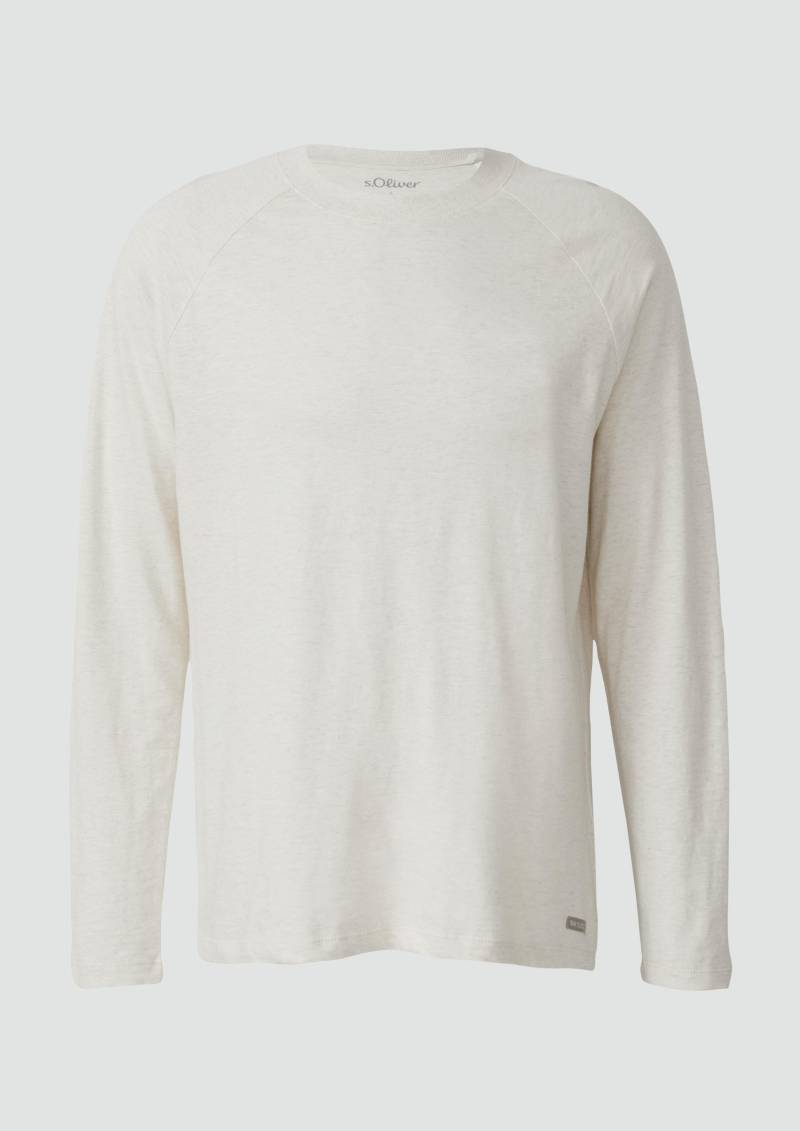 s.Oliver - Meliertes Longsleeve aus reiner Baumwolle mit Raglanarm, Herren, creme von s.Oliver