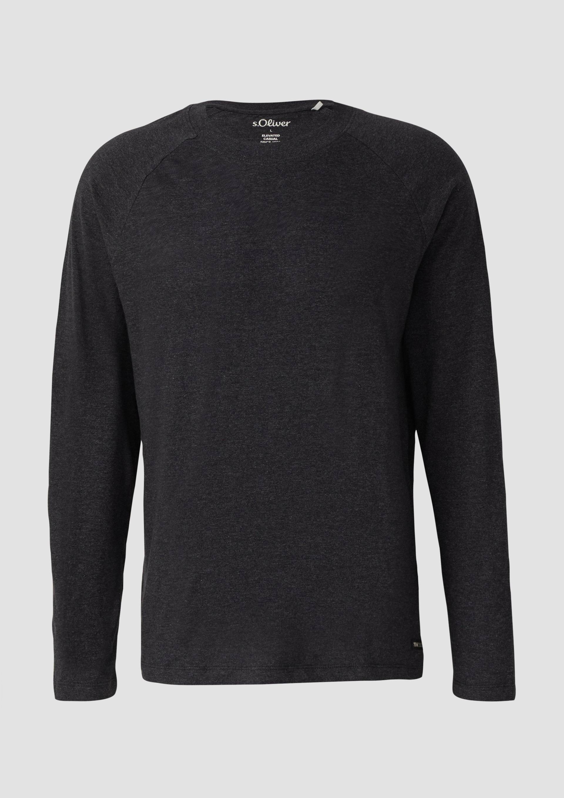 s.Oliver - Meliertes Longsleeve aus reiner Baumwolle mit Raglanarm, Herren, grau von s.Oliver