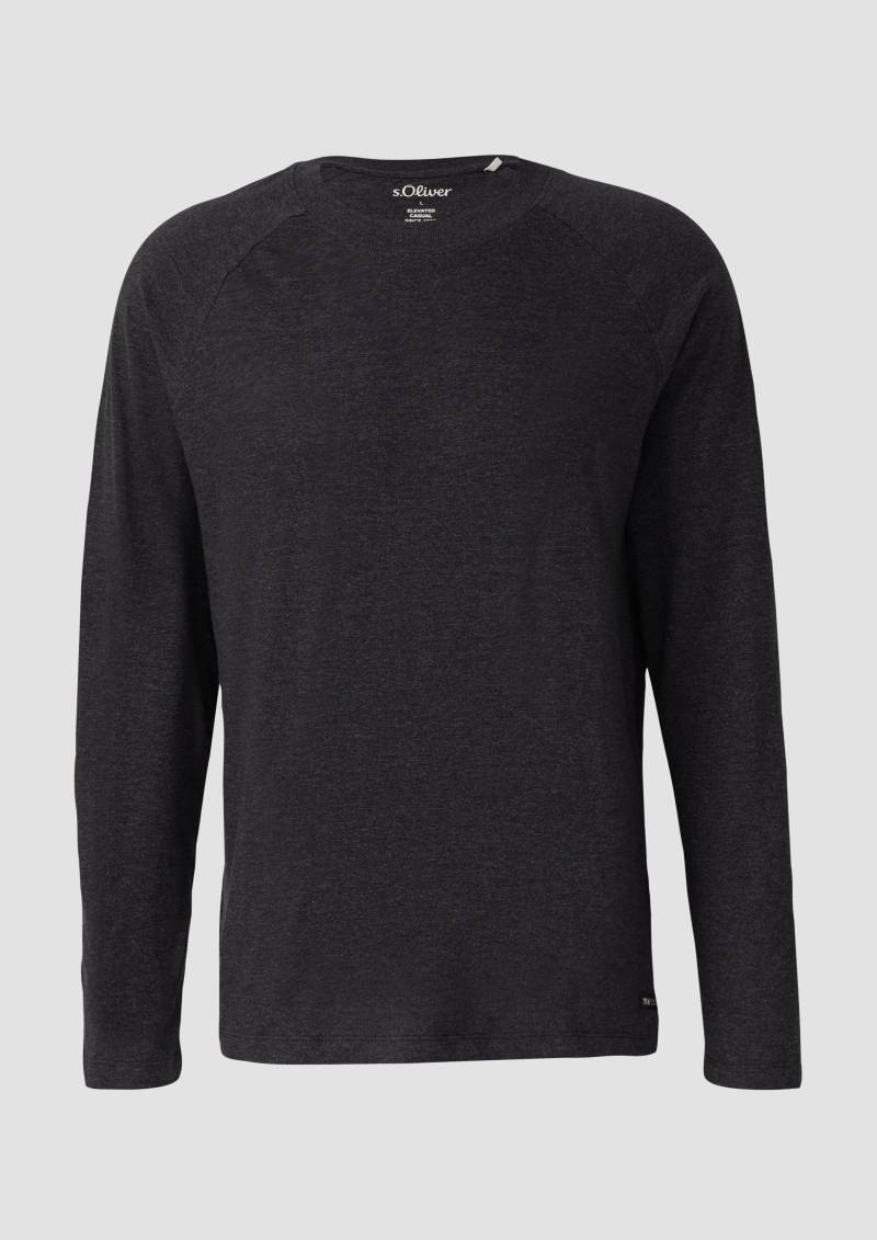 s.Oliver - Meliertes Longsleeve aus reiner Baumwolle mit Raglanarm, Herren, grau von s.Oliver