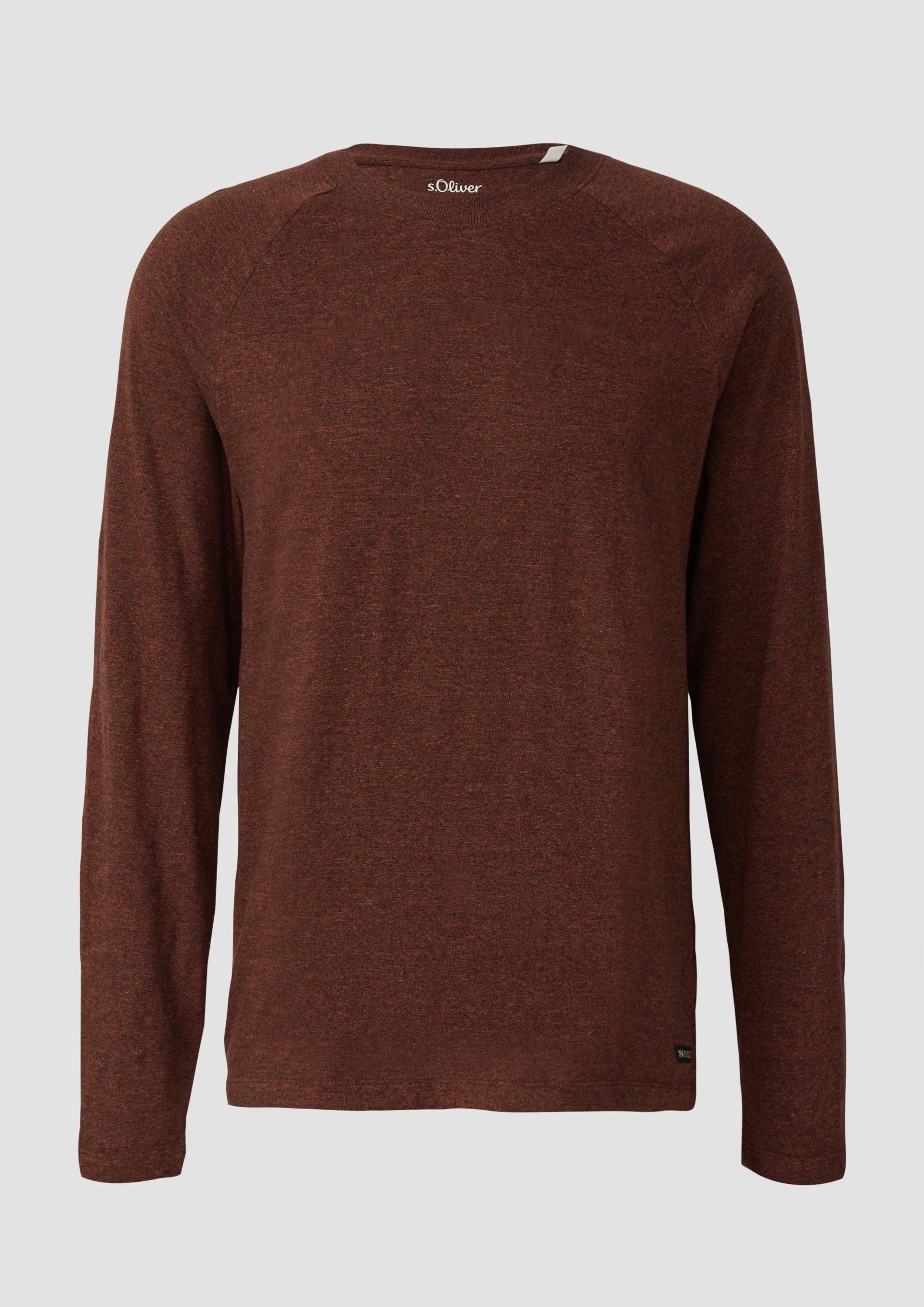 s.Oliver - Meliertes Longsleeve aus reiner Baumwolle mit Raglanarm, Herren, rot von s.Oliver