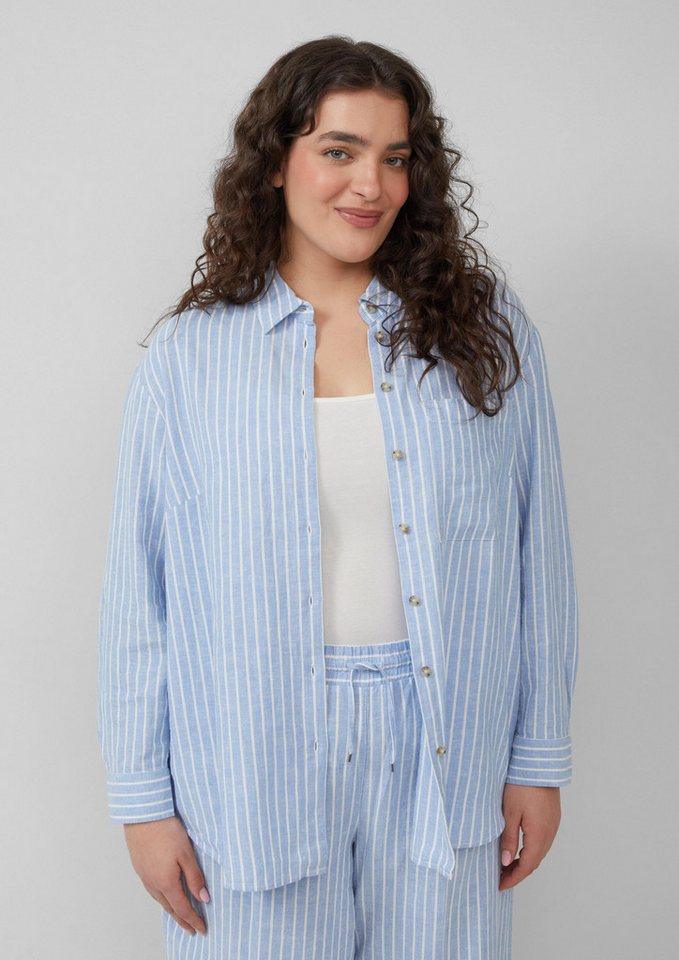 s.Oliver Langarmbluse Bluse Gestreifte Bluse aus Leinenmix mit überschnittenen Schultern von s.Oliver