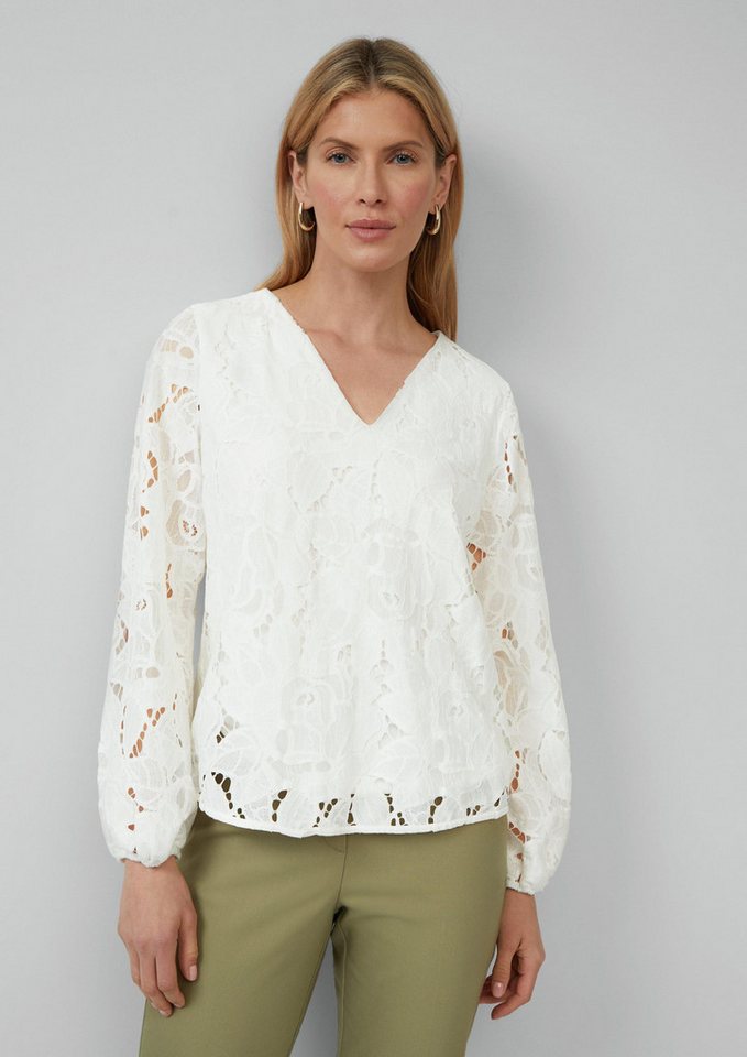 s.Oliver Langarmbluse Bluse Bluse aus Spitze mit Jerseyfutter und V-Ausschnitt von s.Oliver