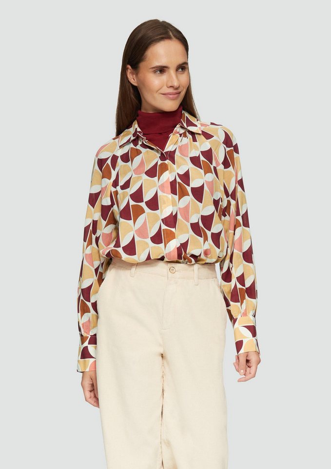 s.Oliver Langarmbluse Bluse Bluse im Relaxed Fit und Raffung am Kragen (1-tlg) von s.Oliver