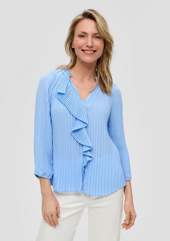 s.Oliver Langarmbluse Bluse Plissee-Bluse mit Volant von s.Oliver