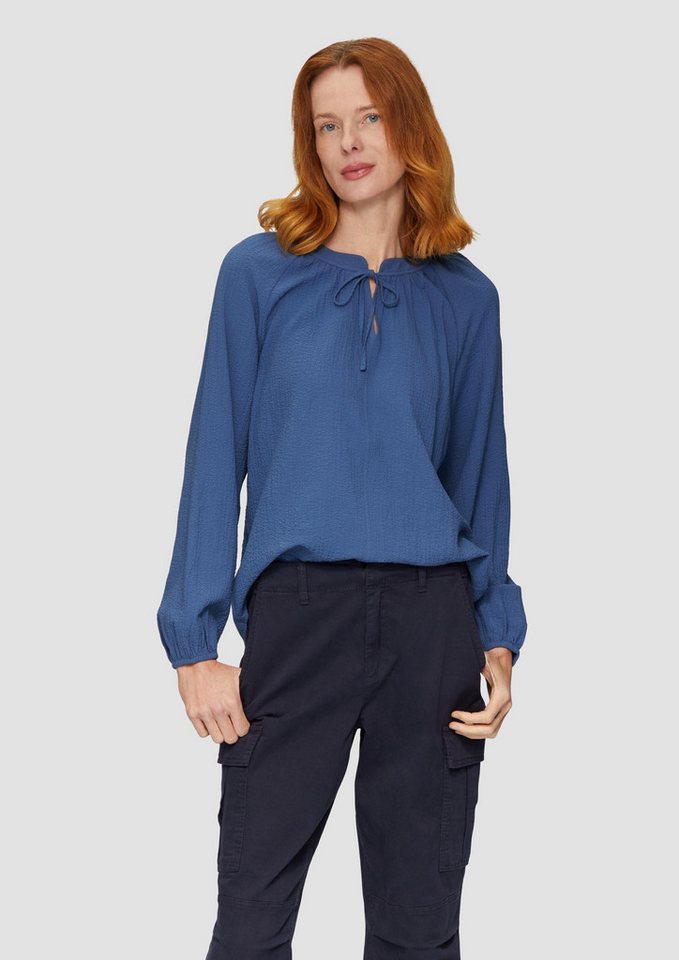 s.Oliver Langarmbluse Bluse Strukturierte Bluse mit Raffdetails (1-tlg) von s.Oliver