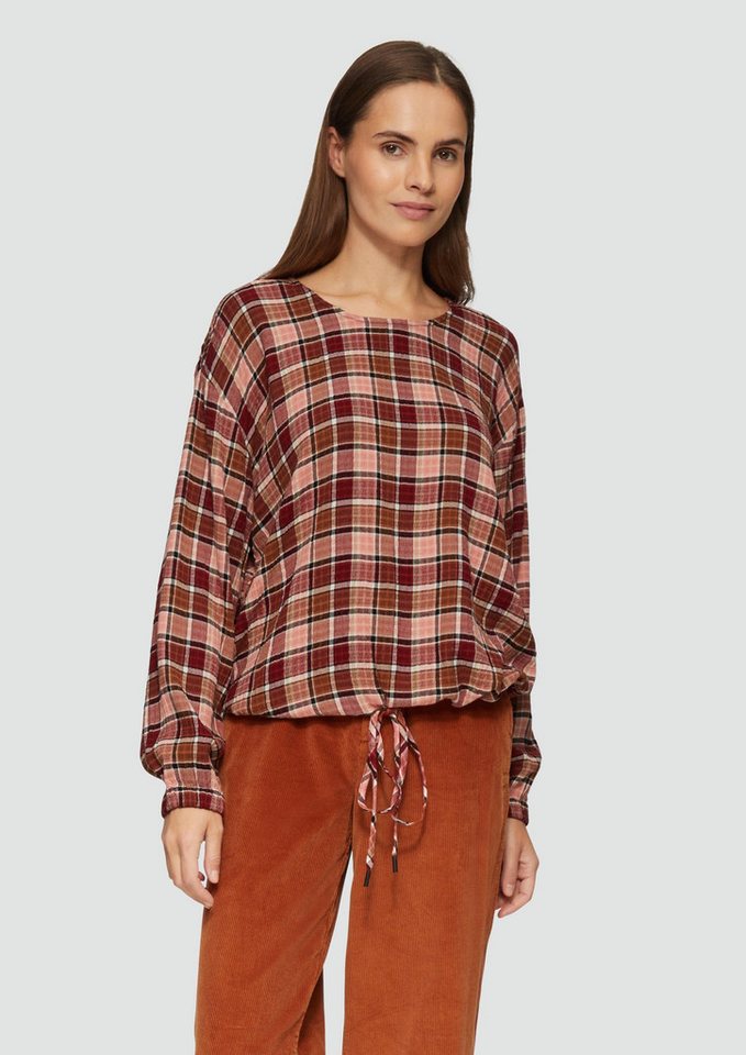 s.Oliver Langarmbluse Bluse Strukturierte Karo-Bluse aus Viskosemix (1-tlg) von s.Oliver