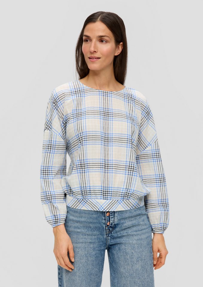 s.Oliver Langarmbluse Bluse mit All-over-Print Bindegürtel von s.Oliver