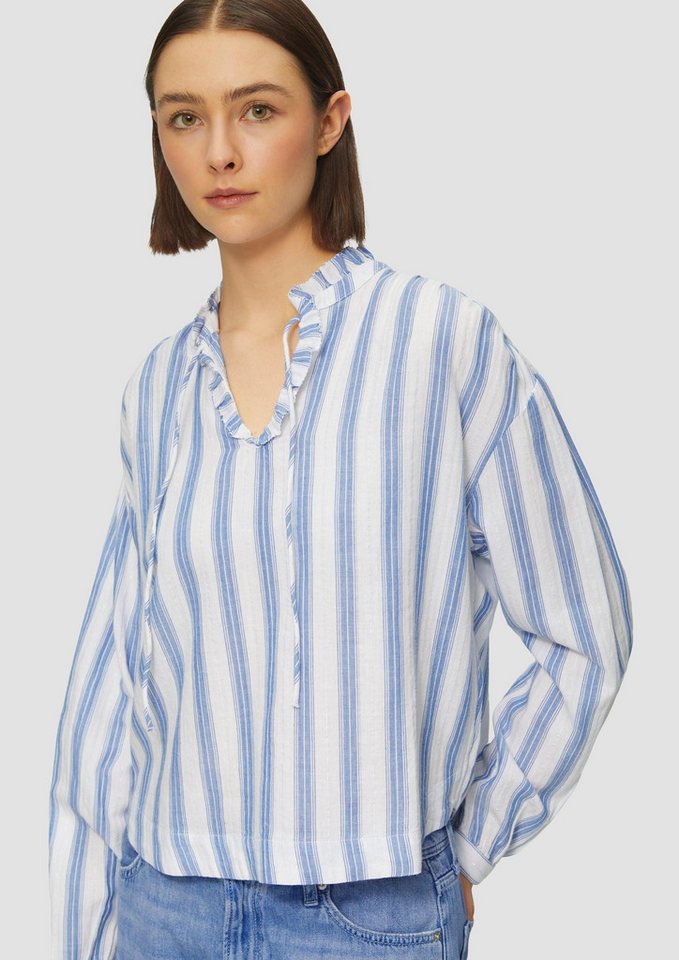 s.Oliver Langarmbluse Bluse Bluse mit Rüschen und Glitzergarn (1-tlg) von s.Oliver