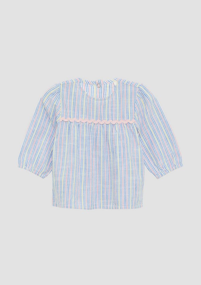 s.Oliver Langarmbluse Bluse Gestreifte Bluse in Leinenoptik mit Raffung von s.Oliver