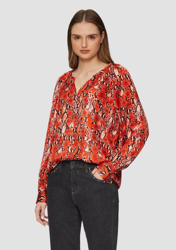 s.Oliver Langarmbluse Satinbluse im Relaxed Fit Raffung von s.Oliver
