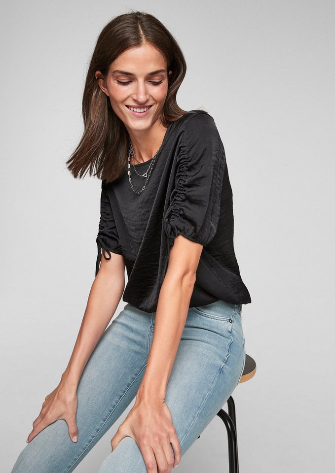 s.Oliver Langarmbluse Satinbluse mit 3/4-Arm Raffung von s.Oliver