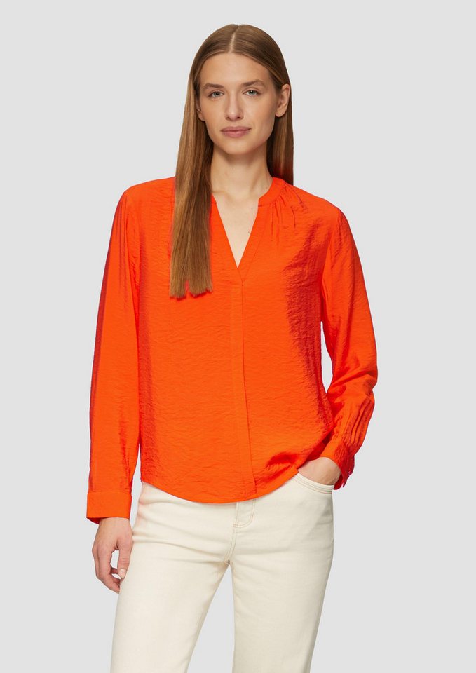 s.Oliver Langarmbluse Strukturierte Bluse aus Viskosemix Artwork von s.Oliver