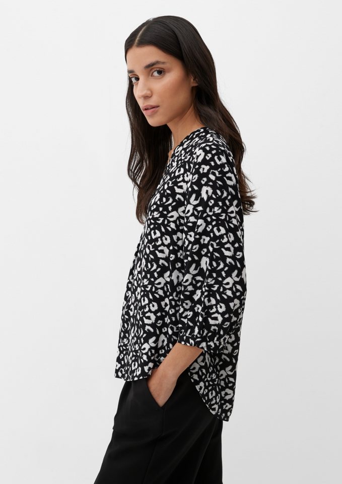 s.Oliver Langarmbluse Viskosebluse mit Tunika-Ausschnitt Raffung von s.Oliver
