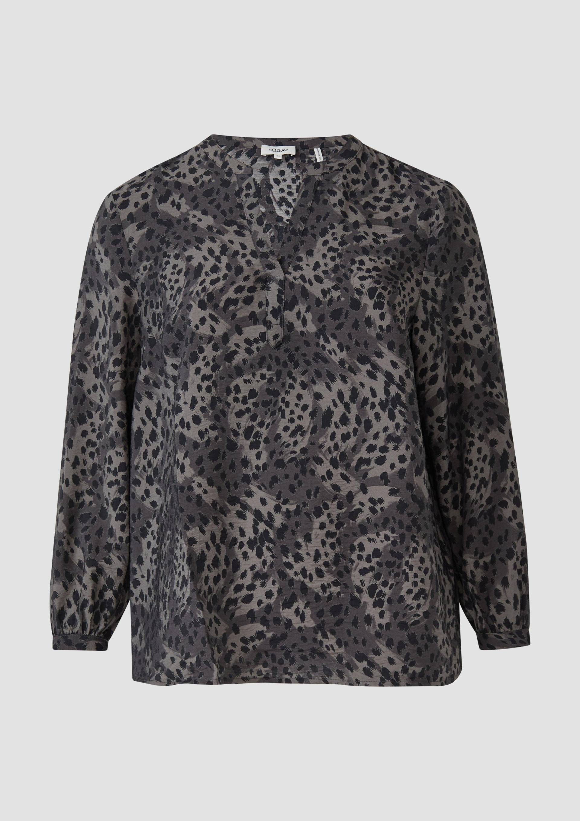 s.Oliver - Langarmbluse aus Viskosemix mit Leo-Print, Damen, grau von s.Oliver