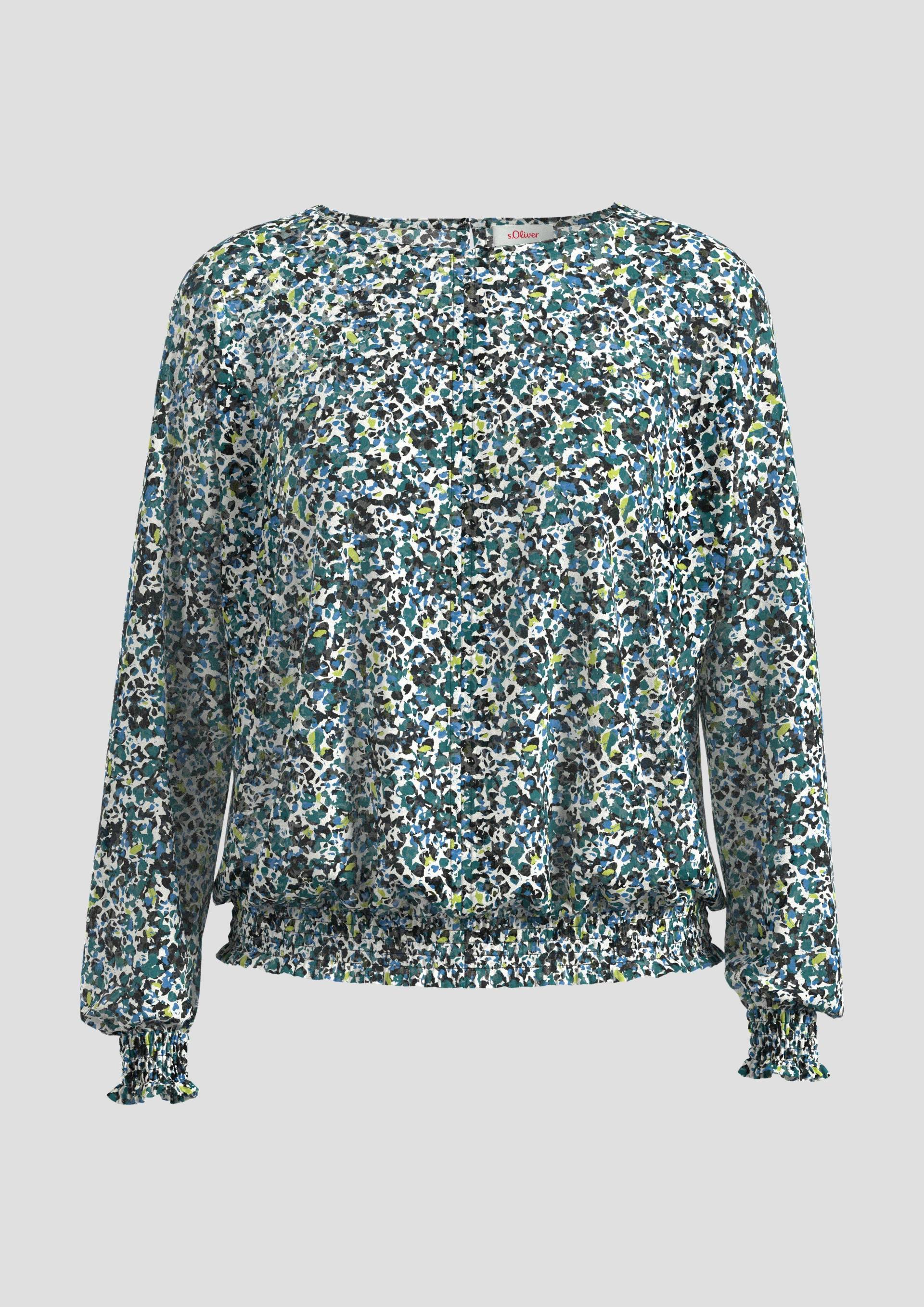 s.Oliver - Langarmbluse mit All-over-Print, Damen, mehrfarbig|schwarz von s.Oliver