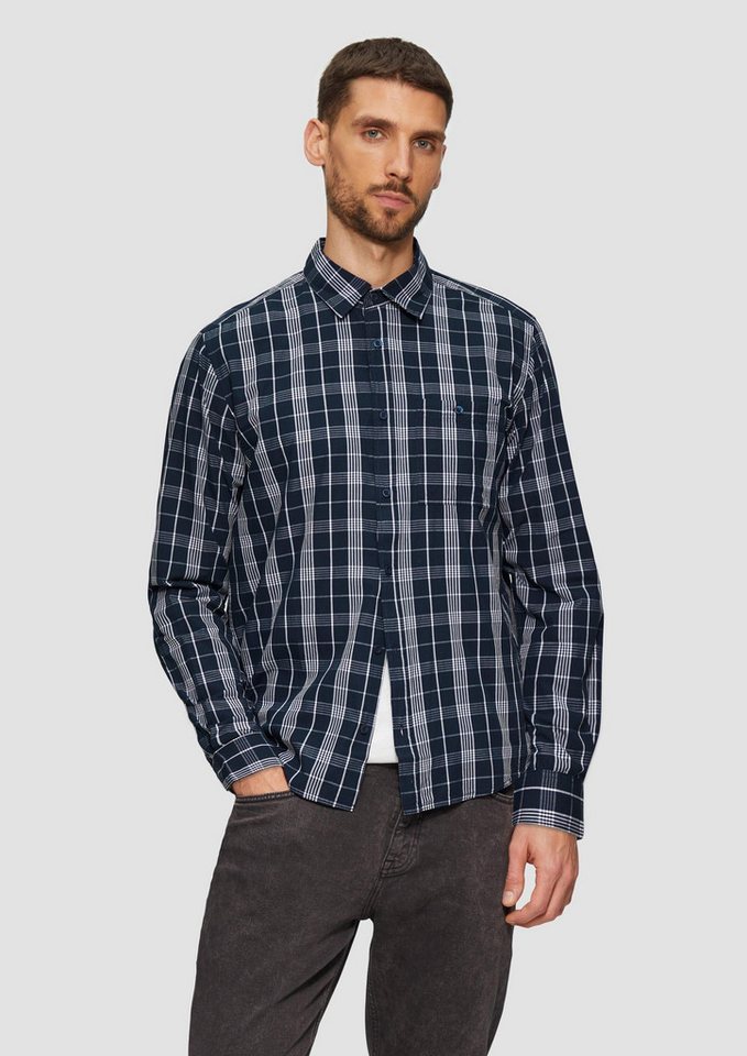s.Oliver Langarmhemd Hemd Regular Fit: Kariertes Hemd mit Label-Patch von s.Oliver