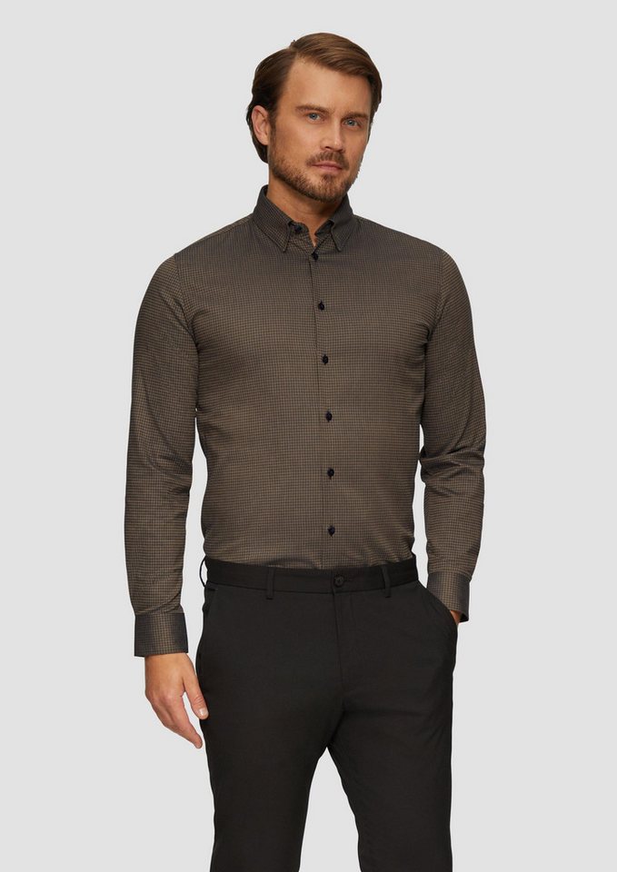s.Oliver Langarmhemd Hemd Tailored Fit: Hemd mit Hahnentrittmuster von s.Oliver