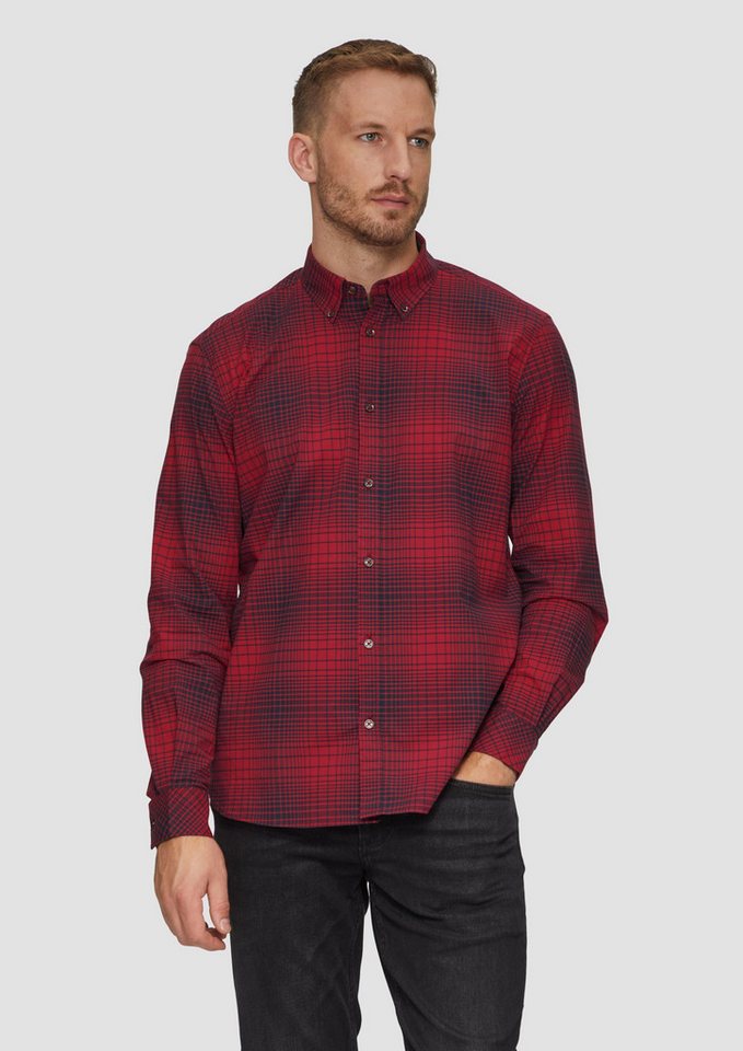 s.Oliver Langarmhemd Regular Fit: Hemd aus Baumwollstretch mit Button-Down-Kragen Artwork von s.Oliver