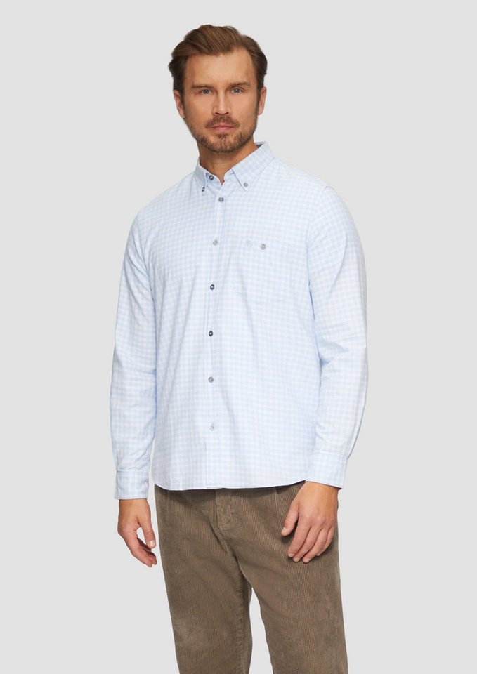 s.Oliver Langarmhemd Regular Fit: Kariertes Hemd mit Button-Down-Kragen Artwork von s.Oliver