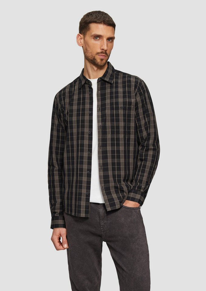s.Oliver Langarmhemd Regular Fit: Kariertes Hemd mit Label-Patch Artwork von s.Oliver