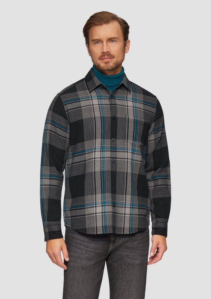 s.Oliver Langarmhemd Regular Fit: Strukturiertes Karohemd mit Brusttasche Artwork von s.Oliver