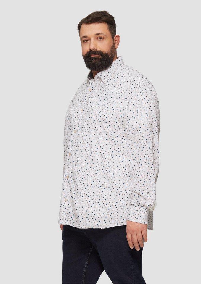 s.Oliver Langarmhemd Slim Fit: Gemustertes Popeline-Hemd mit Kentkragen Artwork von s.Oliver