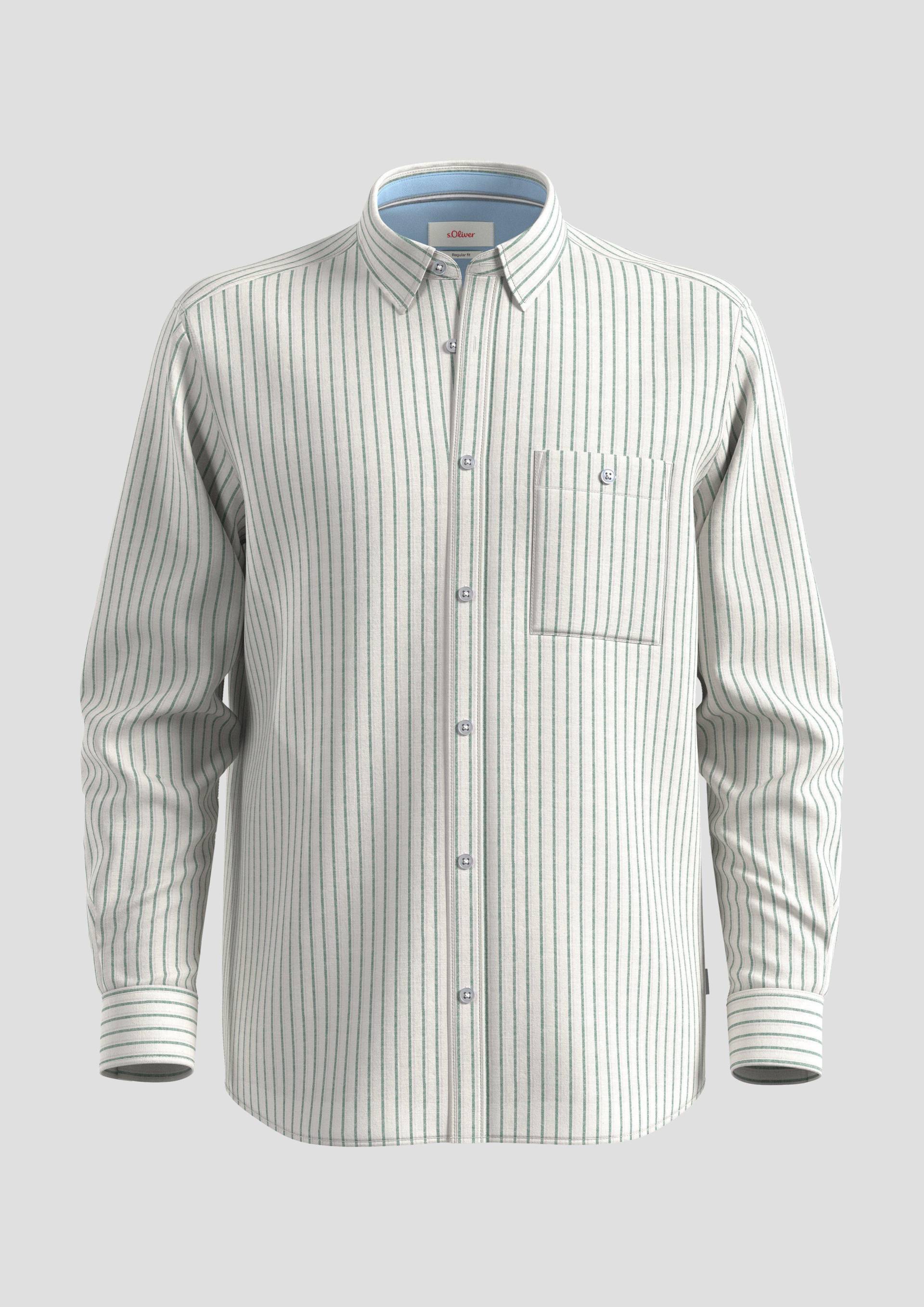 s.Oliver - Langarmhemd mit Under-Button-down-Kragen, Herren, weiß von s.Oliver