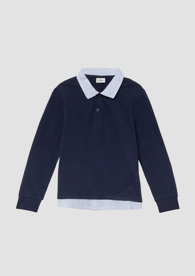 s.Oliver Langarmshirt Polo-Shirt Langarm-Poloshirt mit Logostickerei in Layering-Optik von s.Oliver