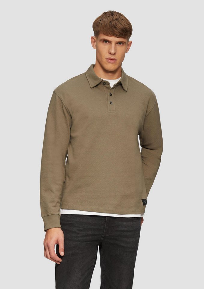 s.Oliver Langarmshirt Polo-Shirt Strukturiertes Langarm-Poloshirt im Relaxed Fit von s.Oliver