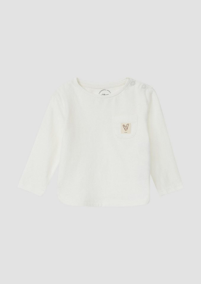 s.Oliver Langarmshirt T-Shirt Unisex T-Shirt mit Brusttasche und Label-Patch von s.Oliver