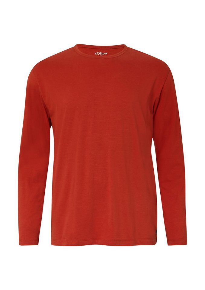s.Oliver Langarmshirt T-Shirt Softes Longsleeve mit Crew Neck und Logo-Patch von s.Oliver