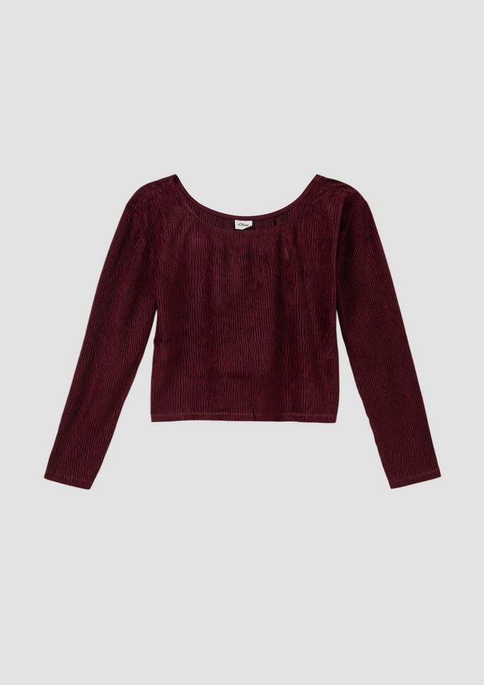 s.Oliver Langarmshirt T-Shirt Cropped-Shirt mit mit samtiger Struktur von s.Oliver