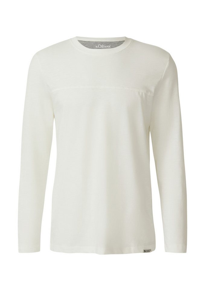s.Oliver Langarmshirt T-Shirt Flammgarn-Longsleeve mit Teilungsnaht und Label-Patch von s.Oliver