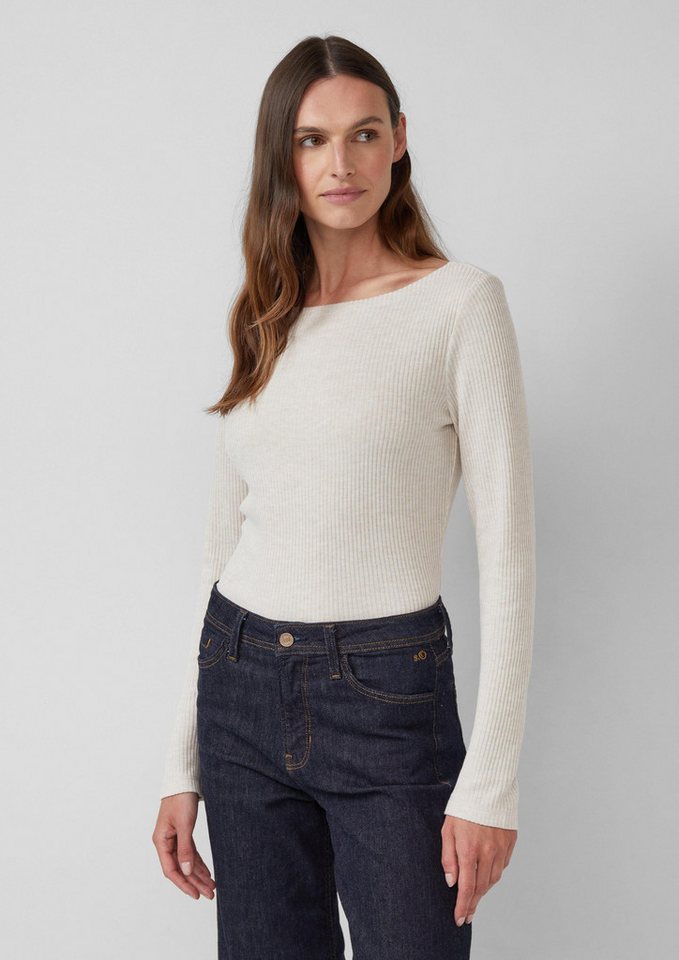 s.Oliver Langarmshirt T-Shirt Elastisches Langarm-Shirt mit U-Bootausschnitt von s.Oliver