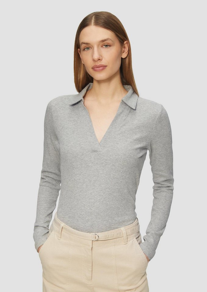 s.Oliver Langarmshirt T-Shirt Geripptes Langarmshirt mit Polokragen von s.Oliver