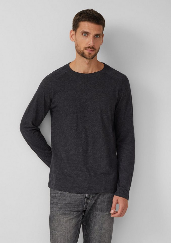 s.Oliver Langarmshirt T-Shirt Langarm-T-Shirt aus Baumwolle mit Crew Neck und Label-Patch von s.Oliver