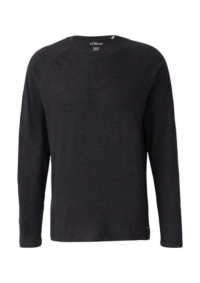 s.Oliver Langarmshirt T-Shirt Langarm-T-Shirt aus Baumwolle mit Crew Neck und Label-Patch von s.Oliver