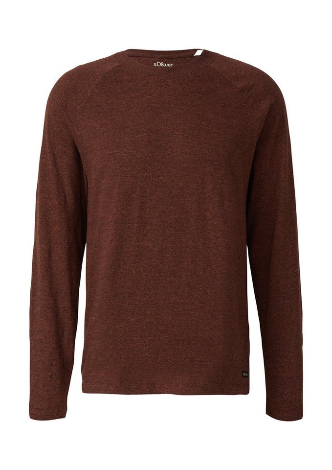 s.Oliver Langarmshirt T-Shirt Langarm-T-Shirt aus Baumwolle mit Crew Neck und Label-Patch von s.Oliver
