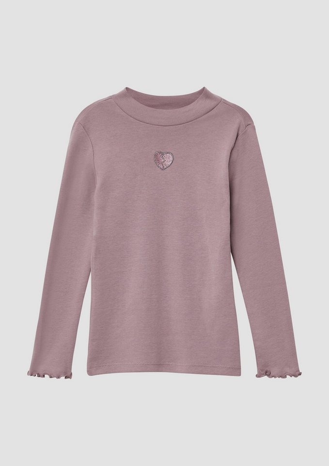 s.Oliver Langarmshirt T-Shirt Longsleeve im Slim Fit mit Glitzergarn-Stickerei von s.Oliver