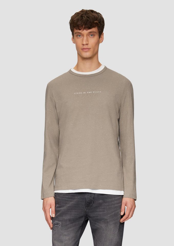 s.Oliver Langarmshirt T-Shirt Meliertes Longsleeve aus Jersey mit Logo-Print von s.Oliver