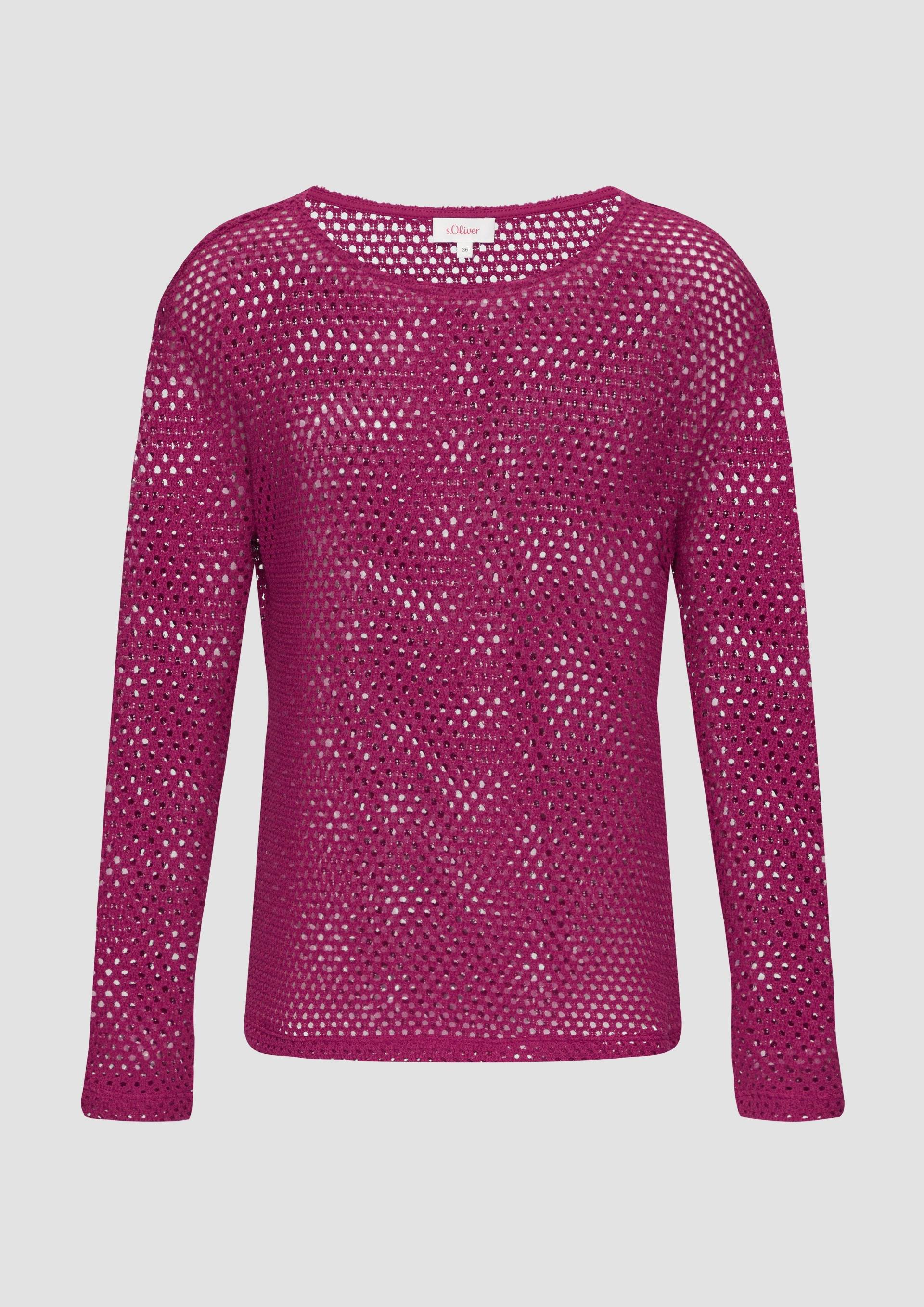 s.Oliver - Langarmshirt aus Ajour-Jersey, Damen, Rosa s.Oliver - Langarmshirt aus Ajour-Jersey, Damen, Rosa von s.Oliver