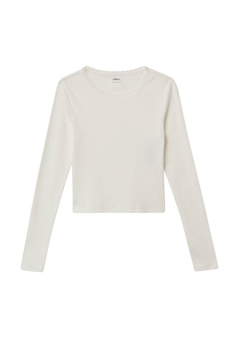 s.Oliver - Langarmshirt im Slim Fit aus Rippware mit Spitzendetail, Mädchen, creme|weiß von s.Oliver