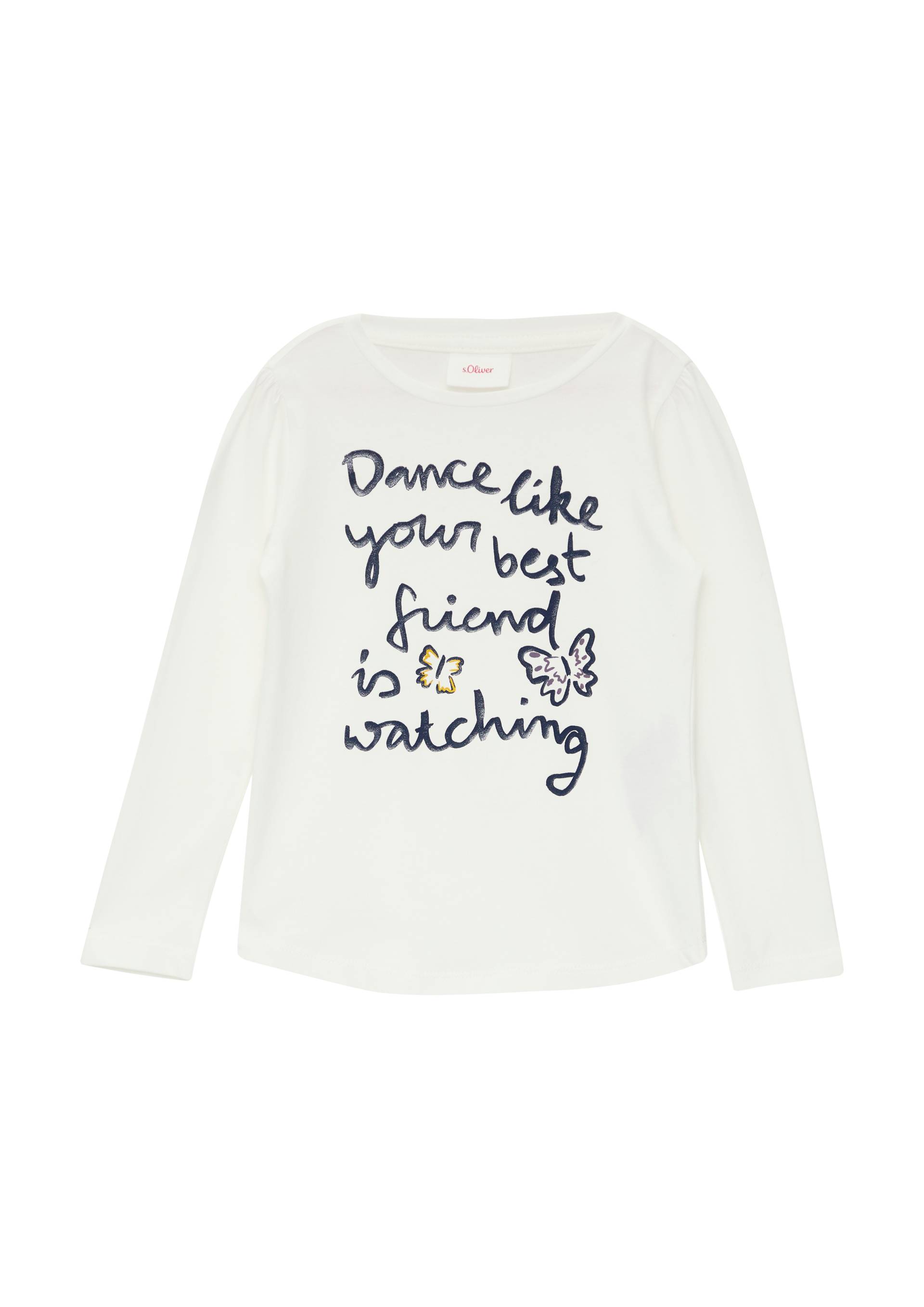 s.Oliver - Langarmshirt im Slim Fit mit abgerundetem Saum, Kinder, creme|weiß von s.Oliver