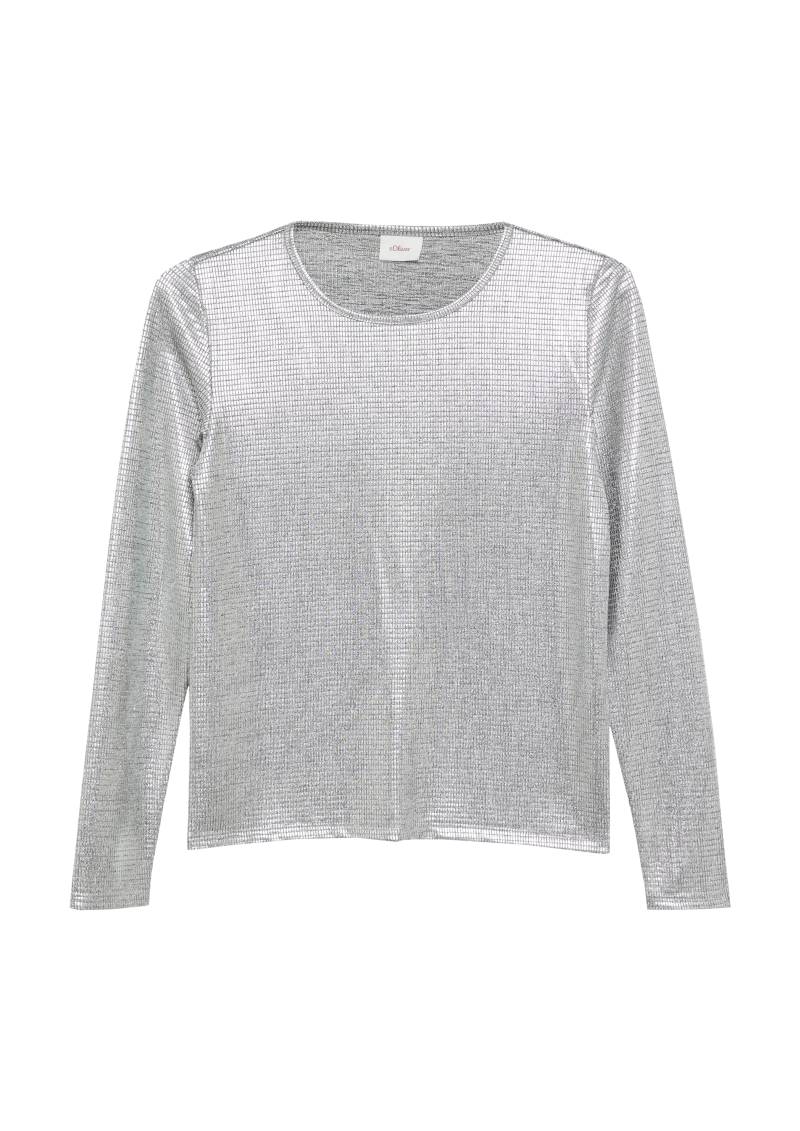 s.Oliver - Langarmshirt in Metallic-Optik, Mädchen, silber von s.Oliver