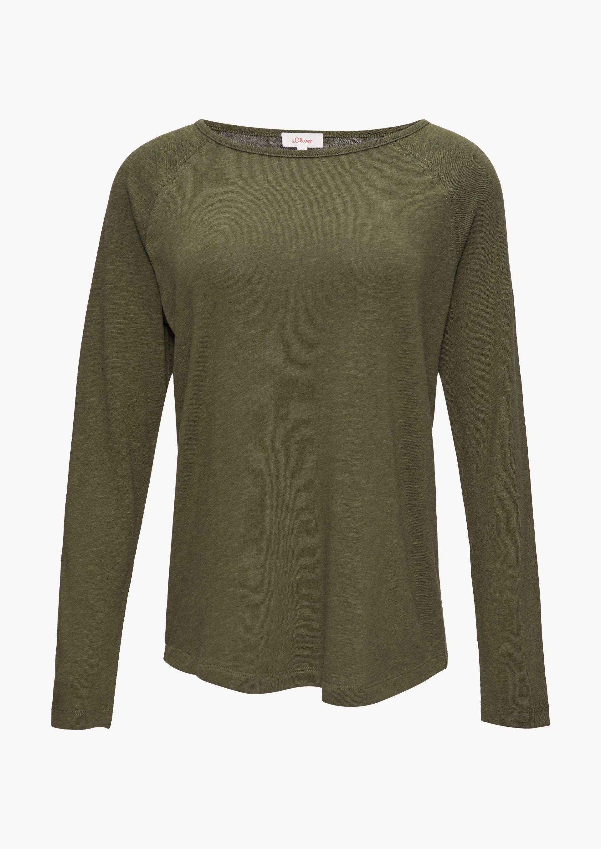 s.Oliver - Langarmshirt mit Flammgarnstruktur und Raglanärmeln, Damen, Grün von s.Oliver