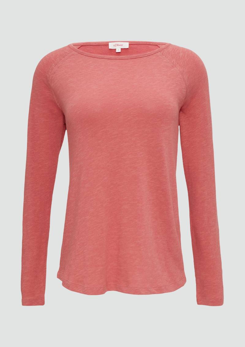 s.Oliver - Langarmshirt mit Flammgarnstruktur und Raglanärmeln, Damen, Orange s.Oliver - Langarmshirt mit Flammgarnstruktur und Raglanärmeln, Damen, Orange von s.Oliver